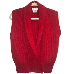 Vintage JH Collectables Angora Lambswool Red Knit Sweater Vest Woman’s Small